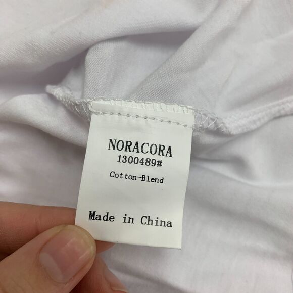 Noracora Top Womens L White Heart Cutout Cold Shoulder Zip V Neck Short Sleeves - Picture 9 of 14